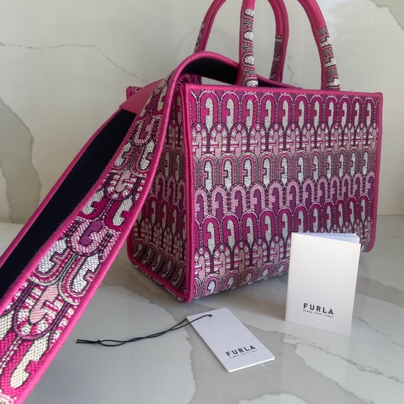 FURLA opportunity pink monogram-jacquard tote bag SUMMER BARBIECORE MOB WIFE - Picture 8 of 9